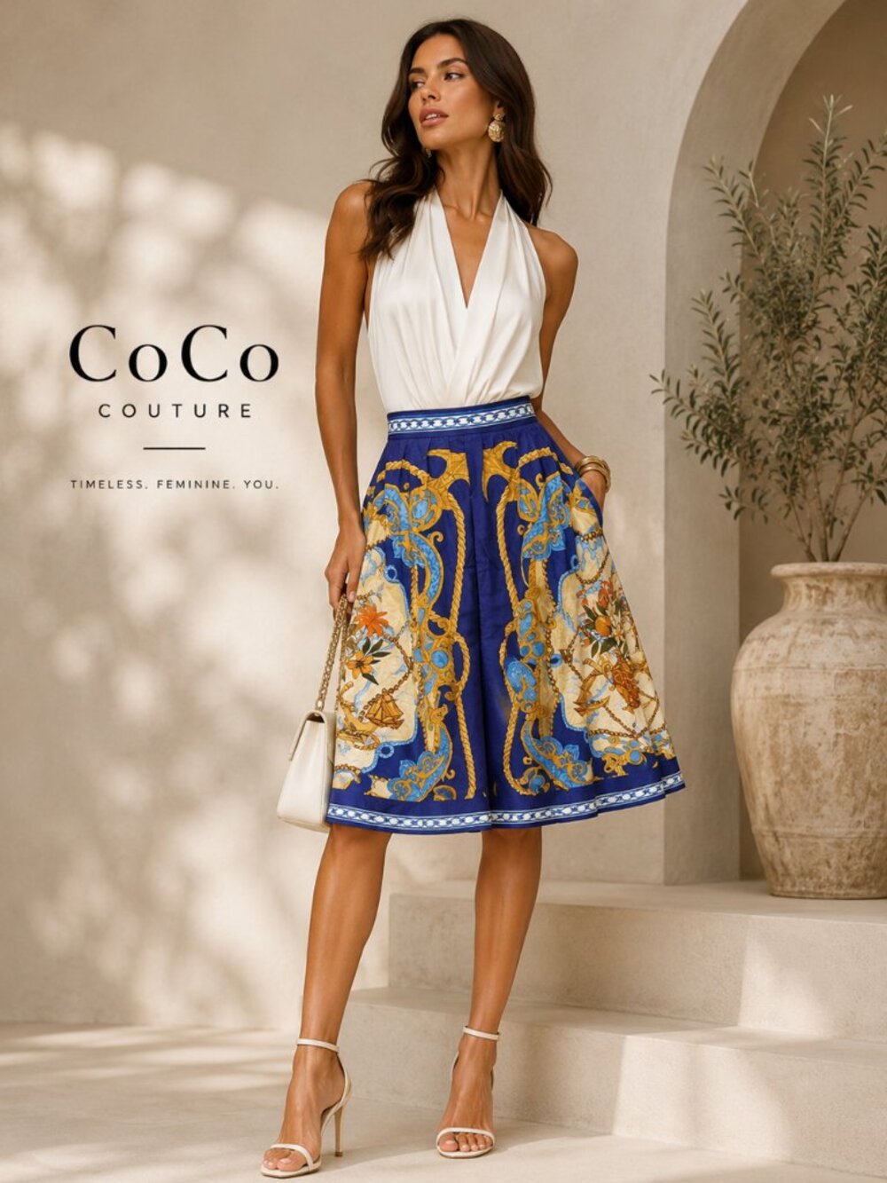 IK7766 Cobalt Blue and Gold Skirt